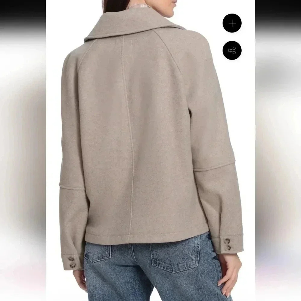 Avec Les Filles Women's zip front aviator jacket oatmeal size Medium New - Picture 2 of 9
